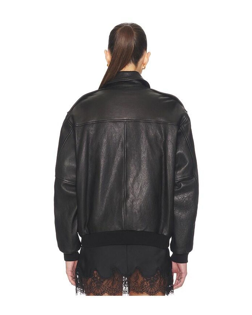 HOMMEGIRLS Black Leather Bomber