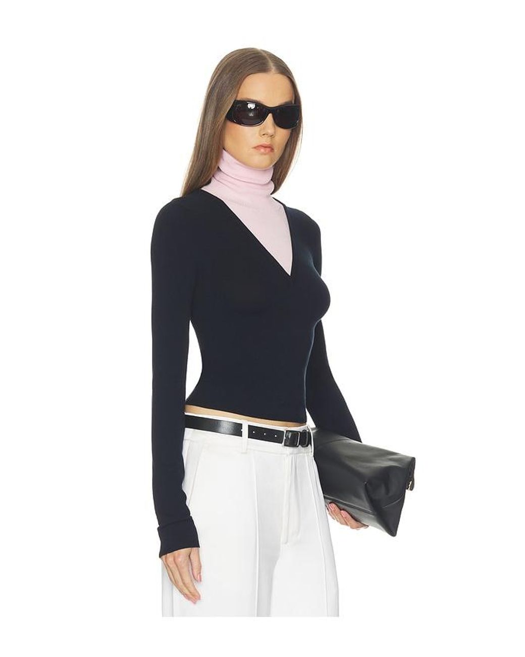 Helsa Blue Wrenn Color Block Knit Turtleneck