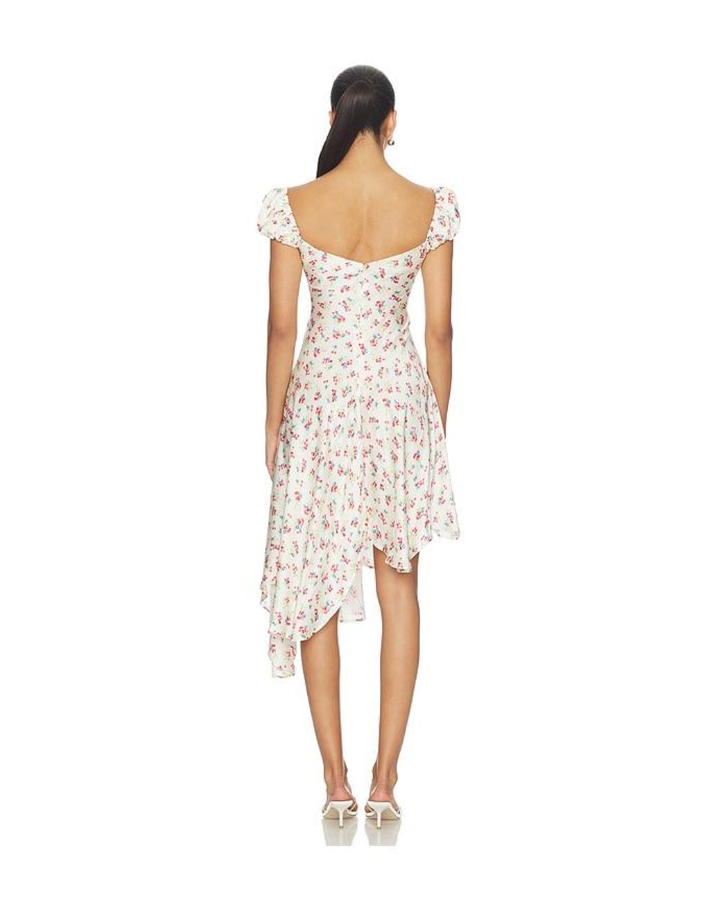 For Love & Lemons White Cherry Mae Midi Dress