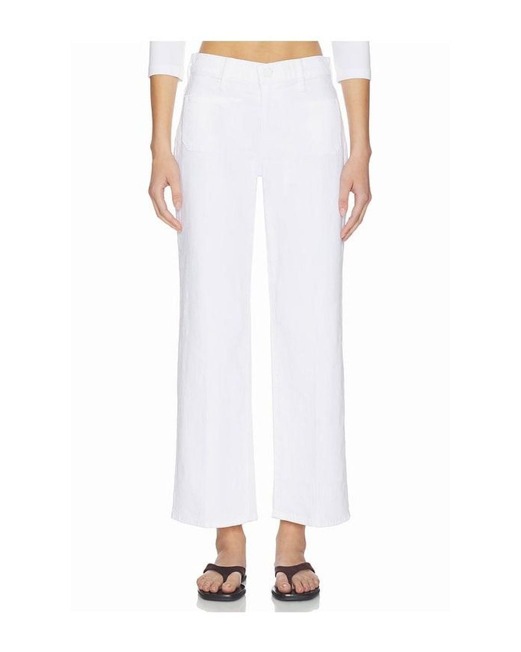 Mother White The Patch Pocket Mid Rise Maven Ankle Jeans