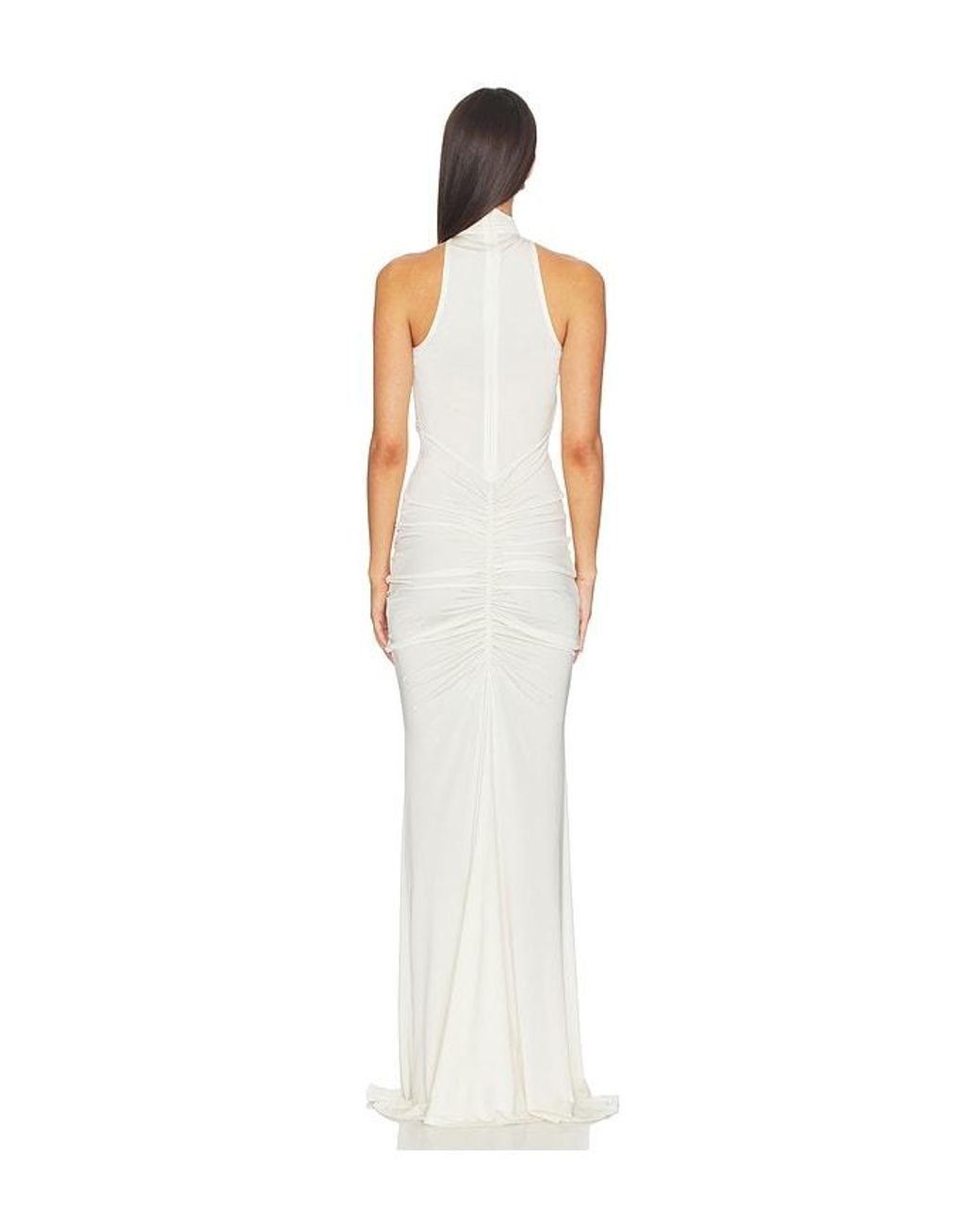 LAPOINTE White X Revolve Jersey Sleeveless Halter Ruched Gown
