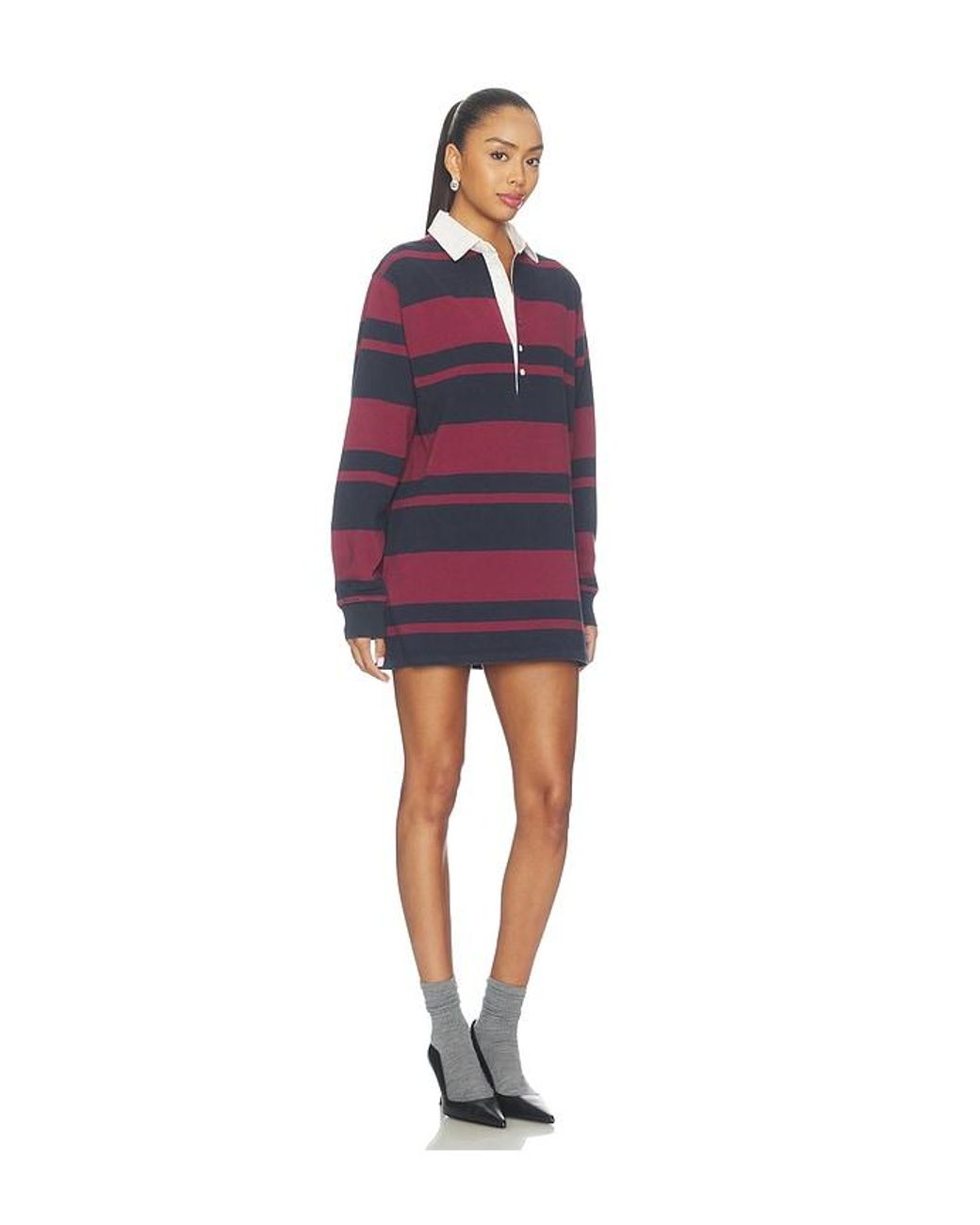 GOOD AMERICAN Red The Knit Rugby Mini Dress