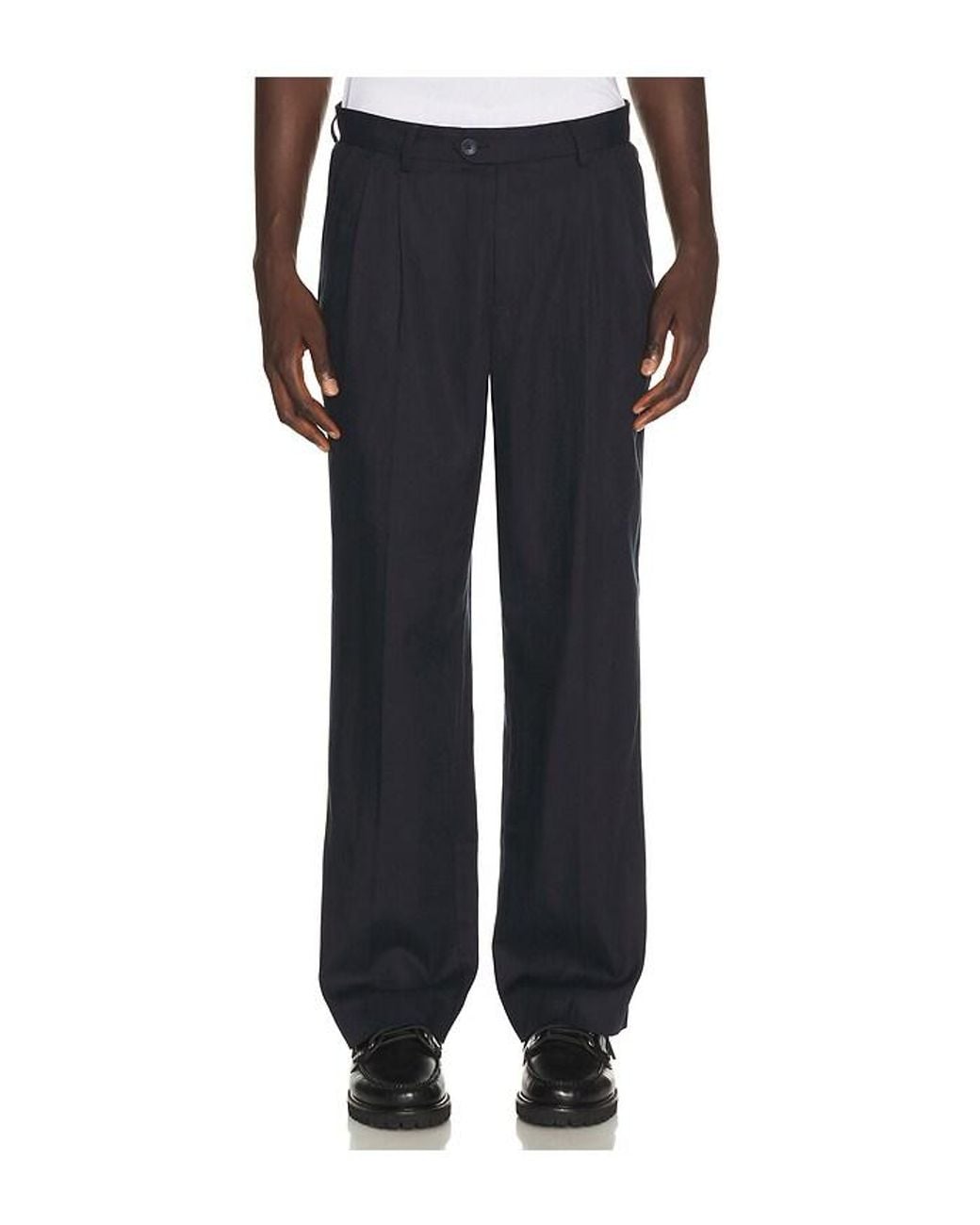 Percival Black Pleated Leg Trousers for men