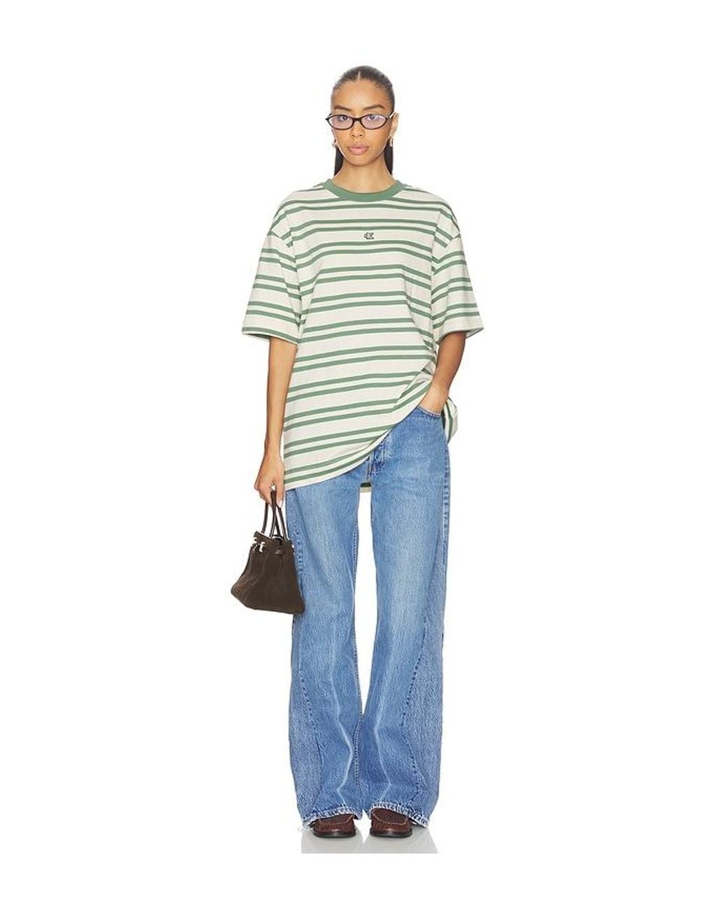 Calvin Klein Green Heavyweight Stripe Jersey Tee for men