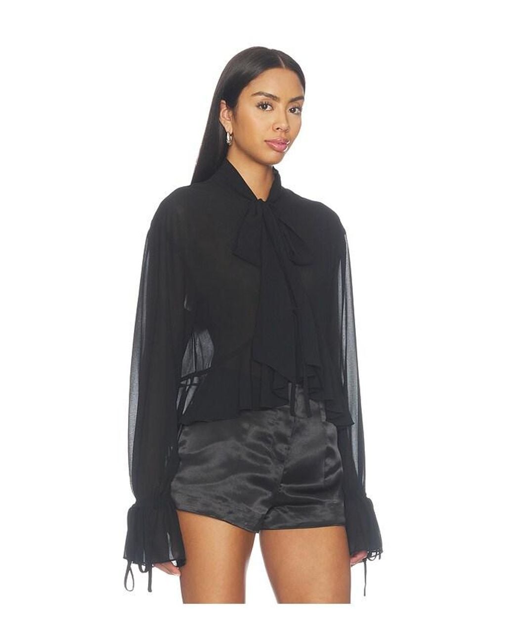 MORE TO COME Black Hope Tie Front Blouse