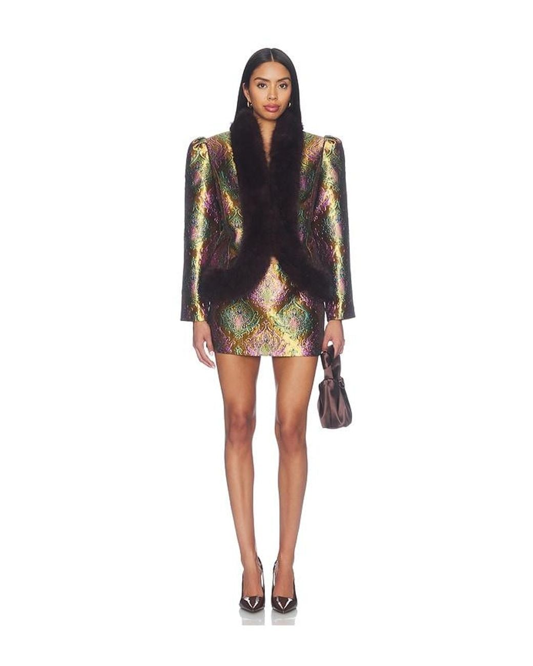 retroféte Multicolor Delphira Brocade Skirt