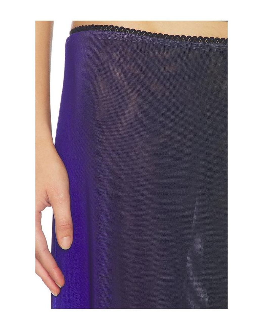 With Harper Lu Blue Mesh Maxi Skirt