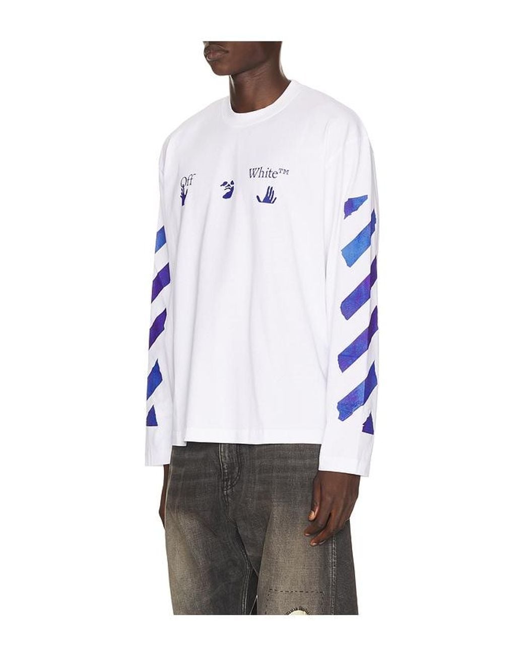 Off-White c/o Virgil Abloh Blue Bacco Arrow Skate Long Sleeve Tee for men