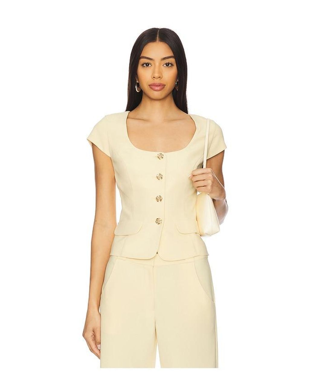 Amanda Uprichard Natural Short Sleeve Kya Top