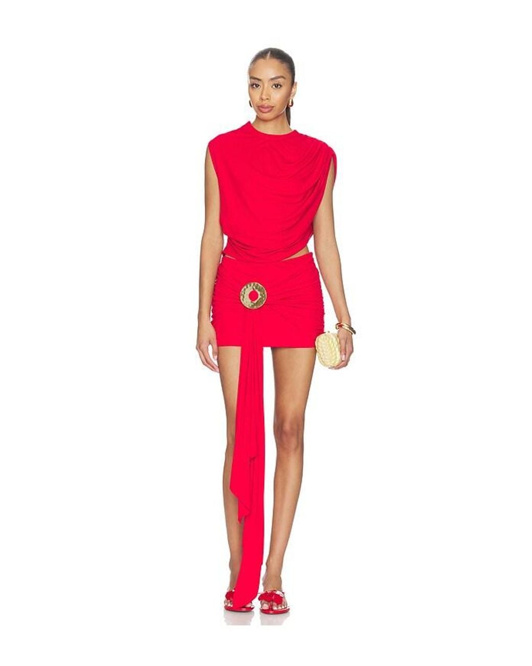 Cult Gaia Red Freesia Skirt