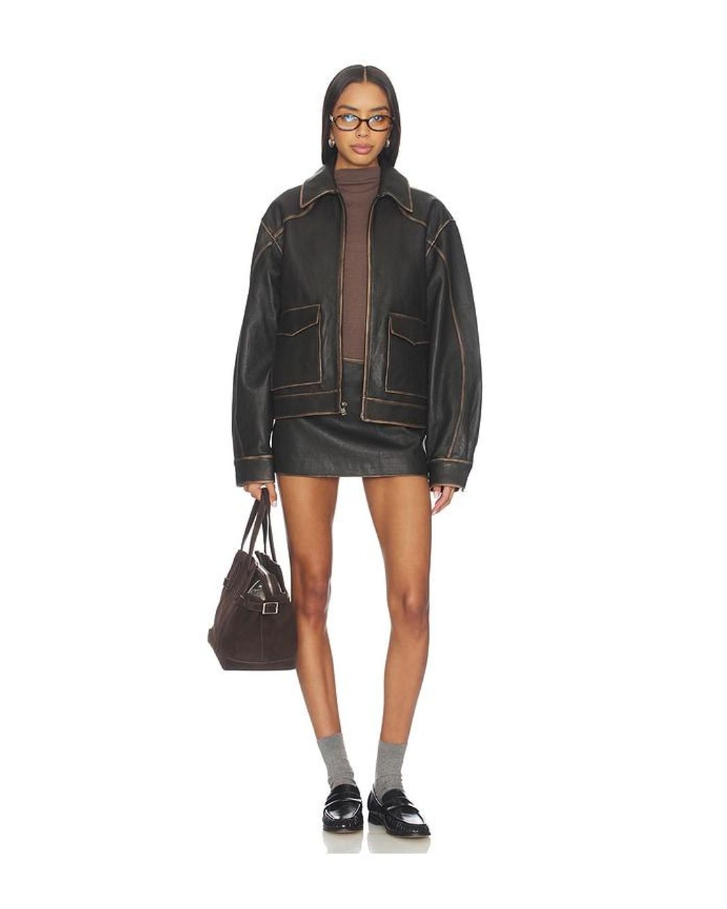 Mimchik Black Pint Leather Jacket