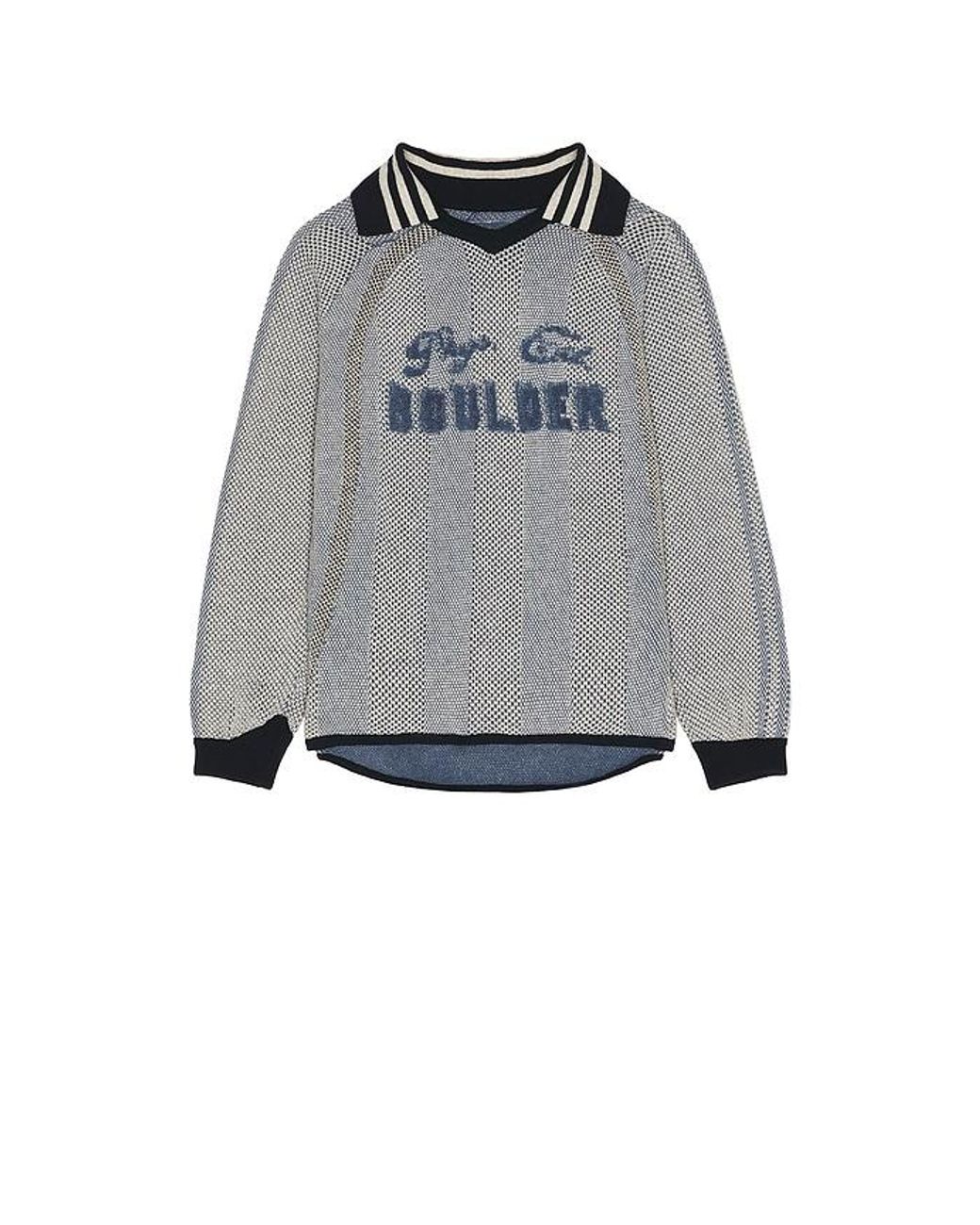 Isa Boulder Gray Athletic Stripe Sweater for men
