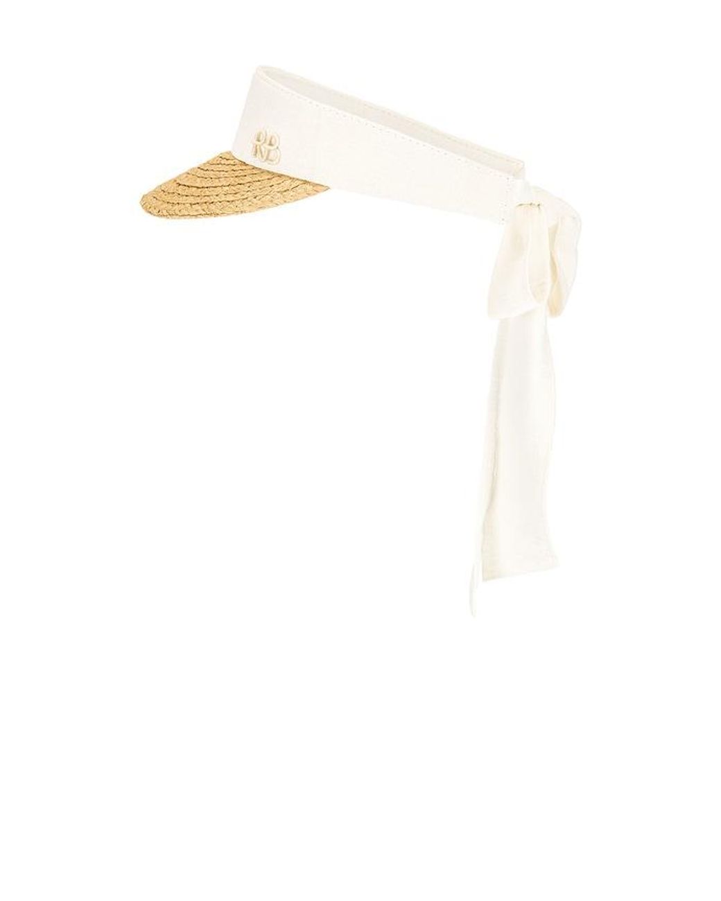 Ruslan Baginskiy White Straw Braid & Linen Visor