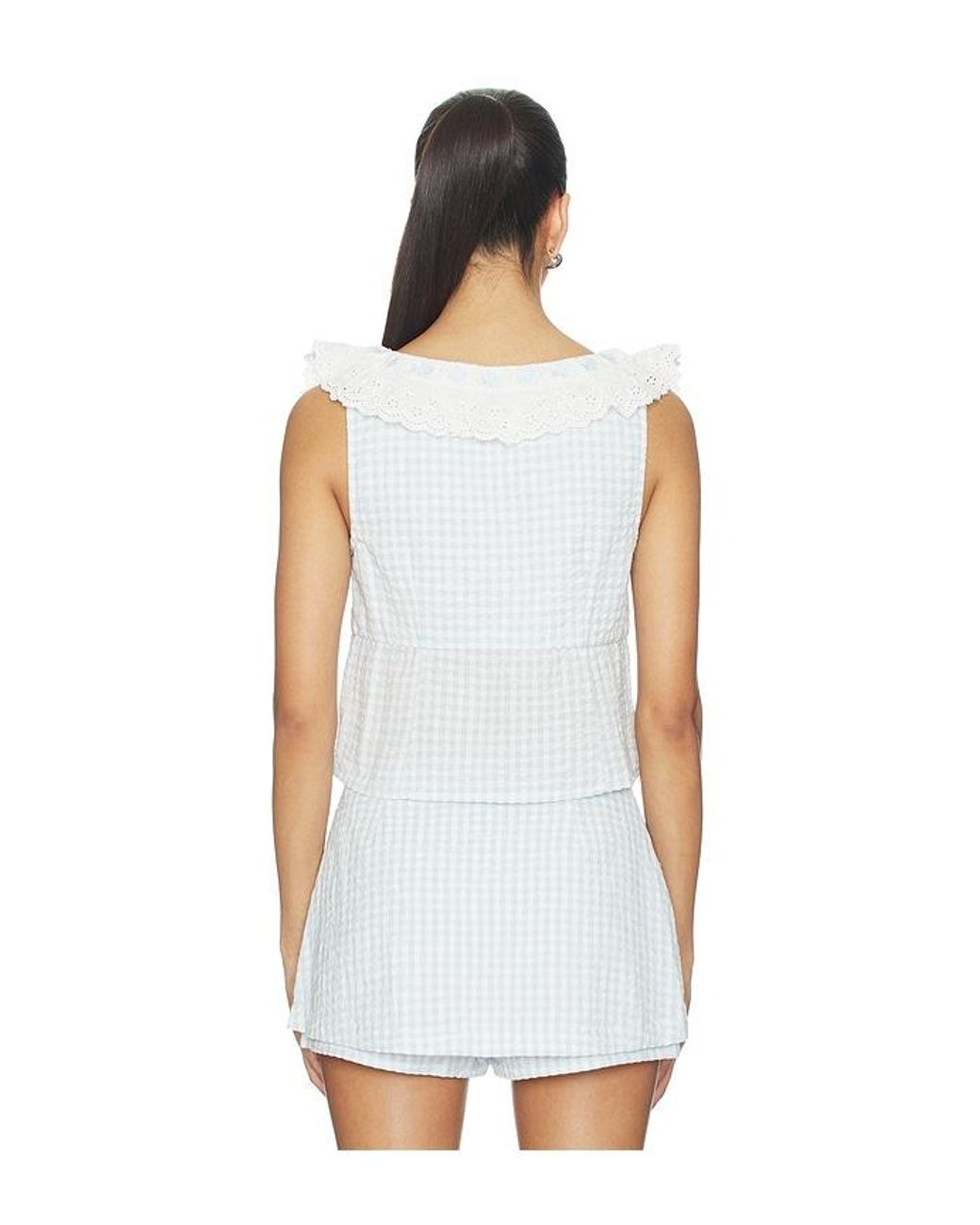 For Love & Lemons White Bradford Gingham Top