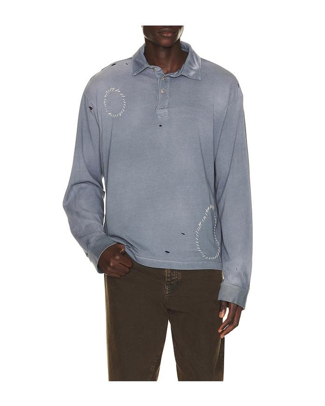 Strike Oil Gray Thrashed Rugby Polo for men