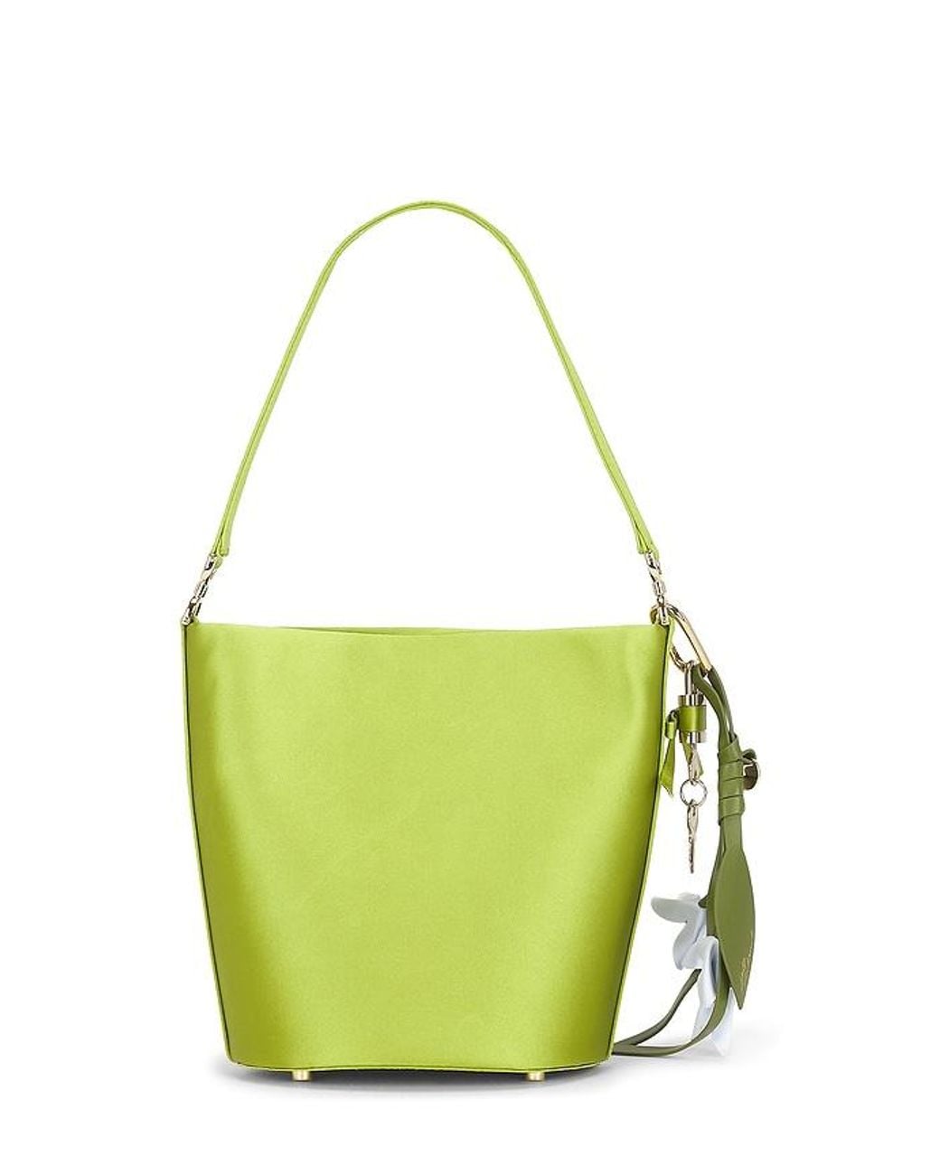 Self-Portrait Green Satin Bucket Bag
