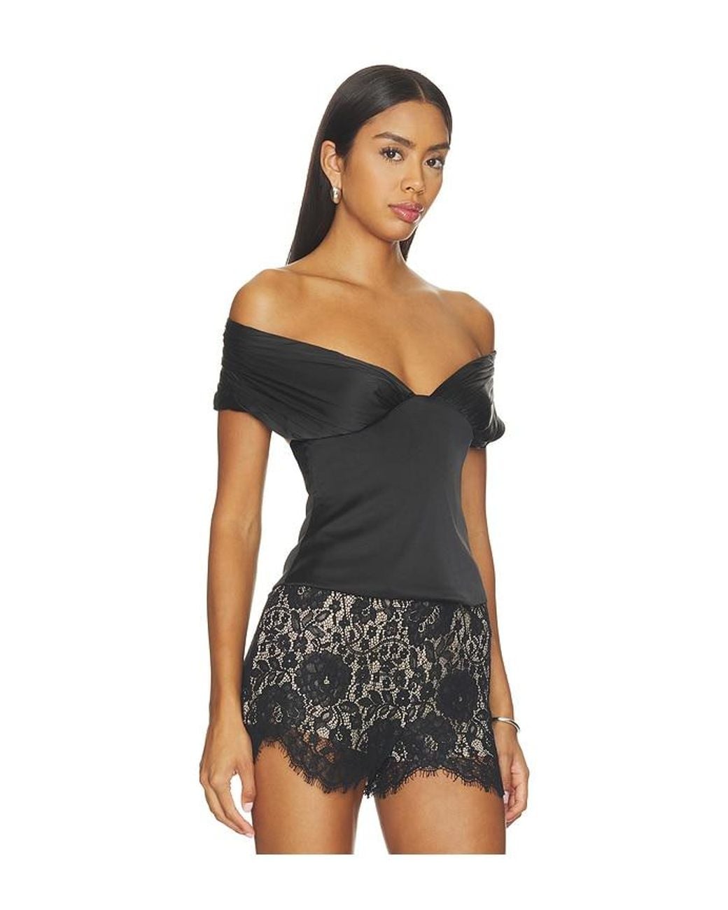 MORE TO COME Black Leanie Corset Top