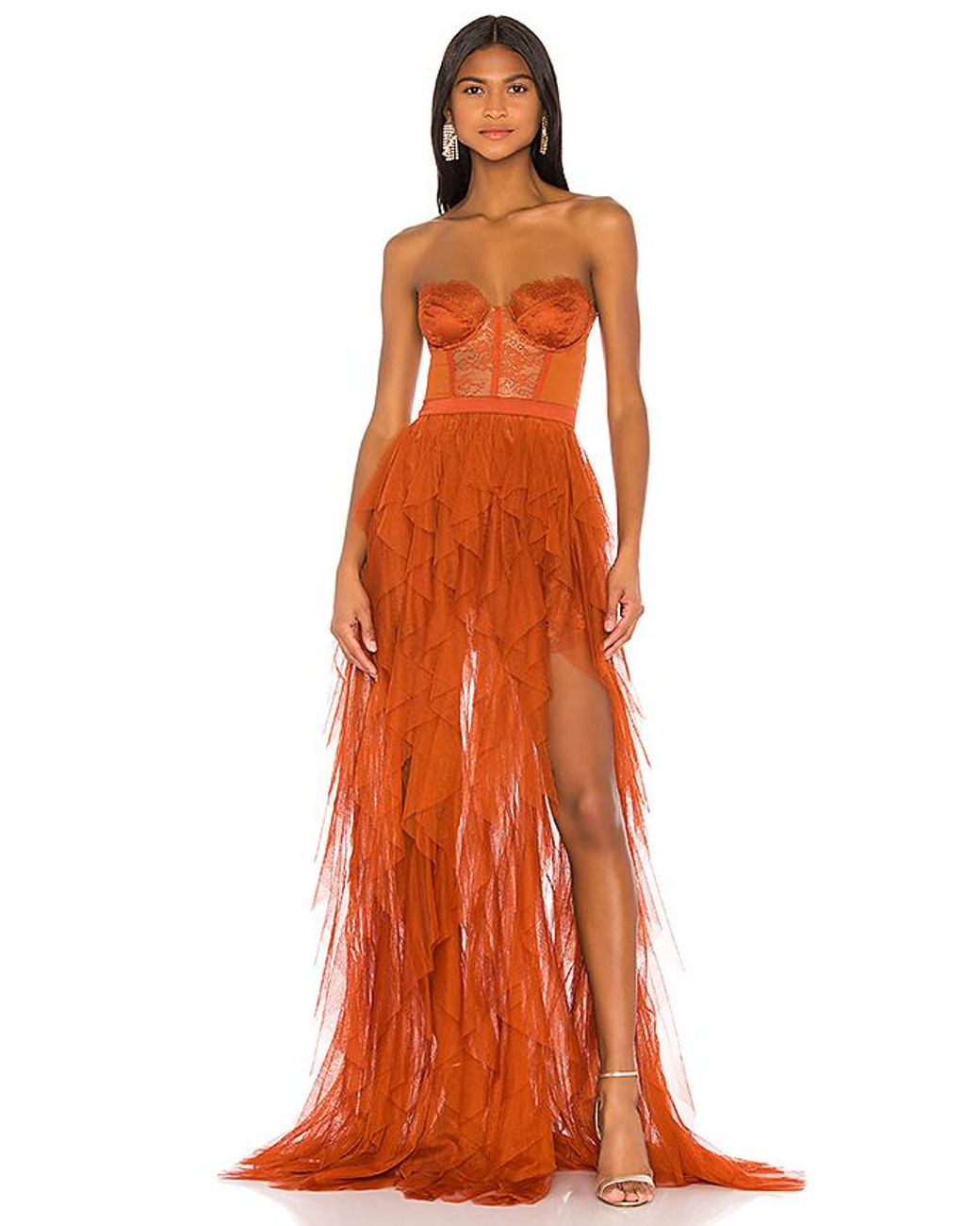 For Love & Lemons X Revolve Bustier Gown in Orange | Lyst UK