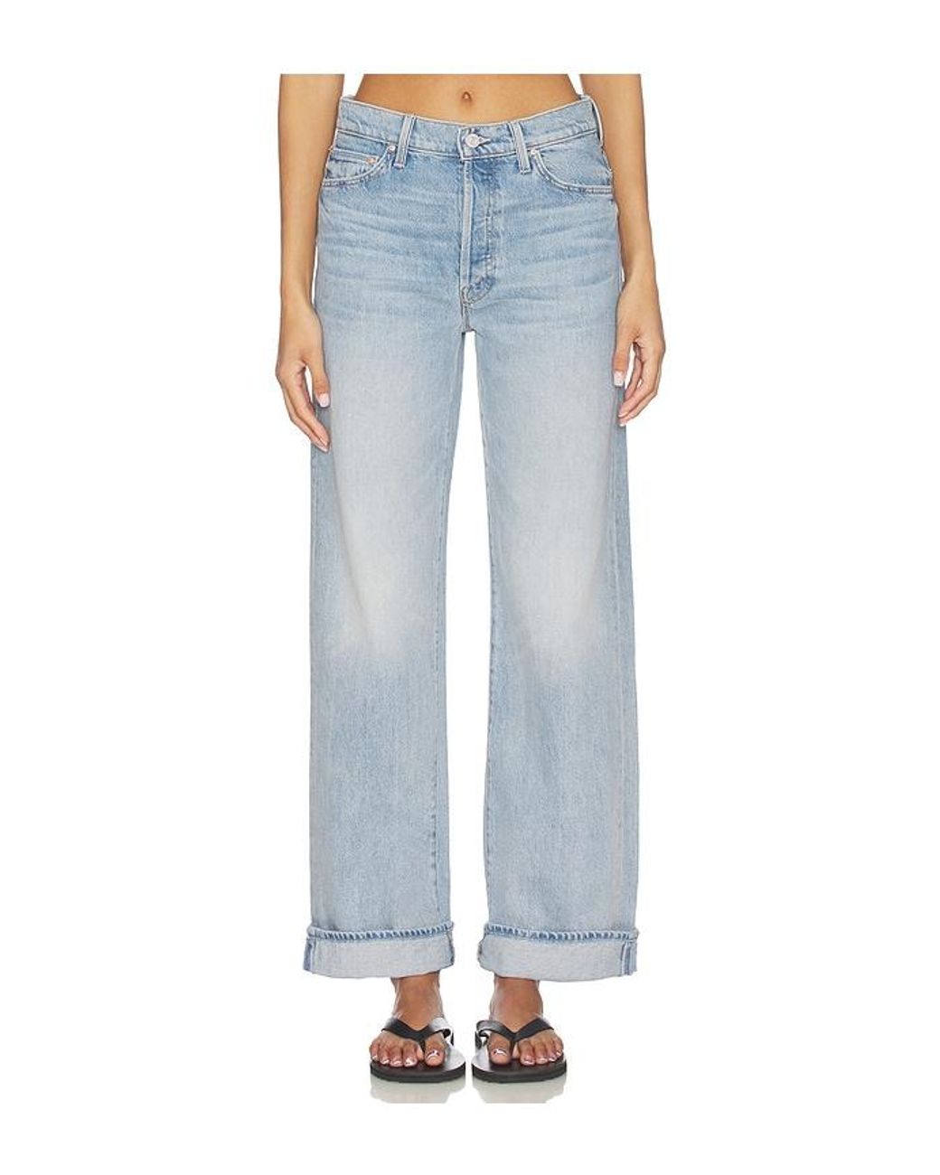 Mother Blue The Dodger Button Hover Cuff Jeans