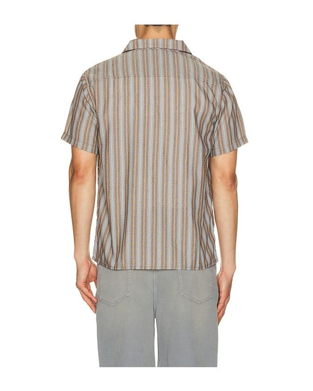 Rhythm Brown Vacation Stripe Shirt for men