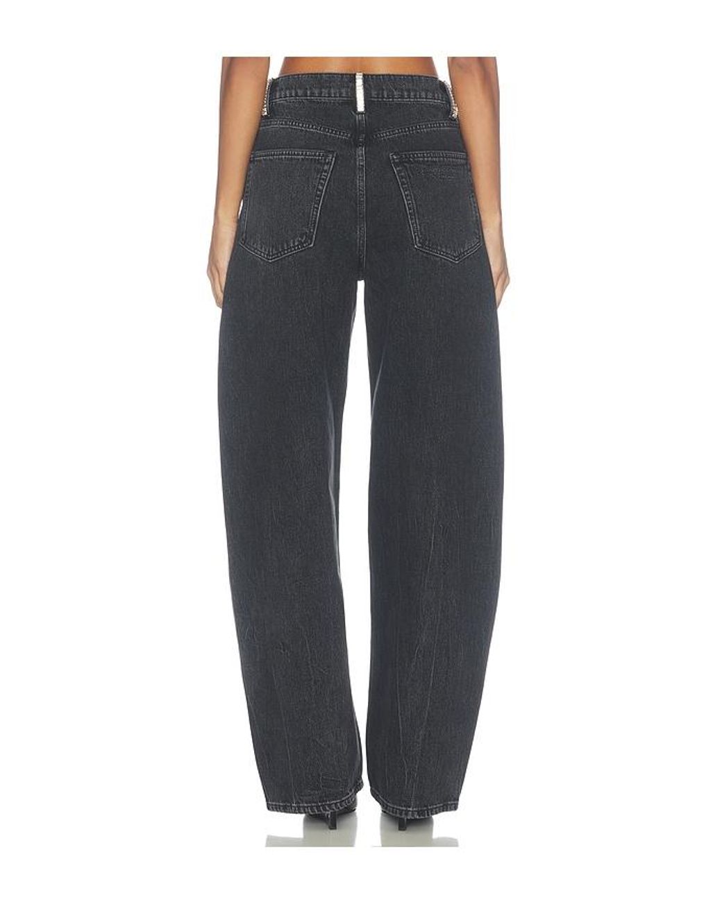 Alexander Wang Black Float Mid Rise Relaxed Jeans With Crystal Beltloops