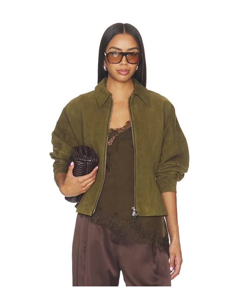 The Sei Brown Fitted Leather Jacket