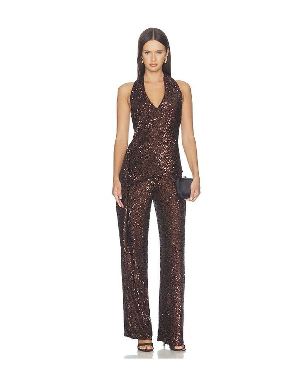 Bardot Brown Melanie Halter Sequin Top