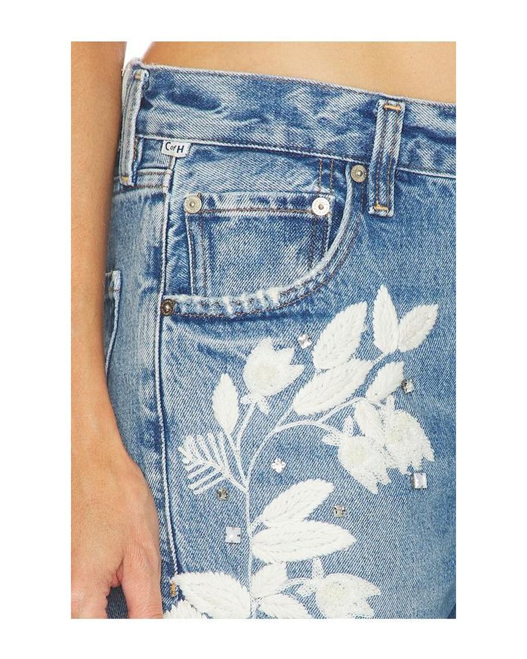 Citizens of Humanity Blue Lindz Straight W/ Floral Embroidery