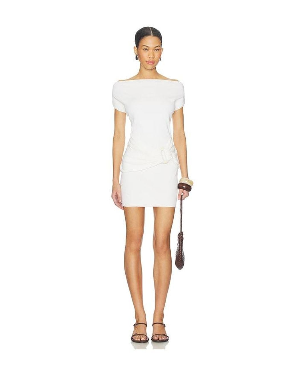Seven Wonders White Kamryn Side Tie Knit Mini Dress