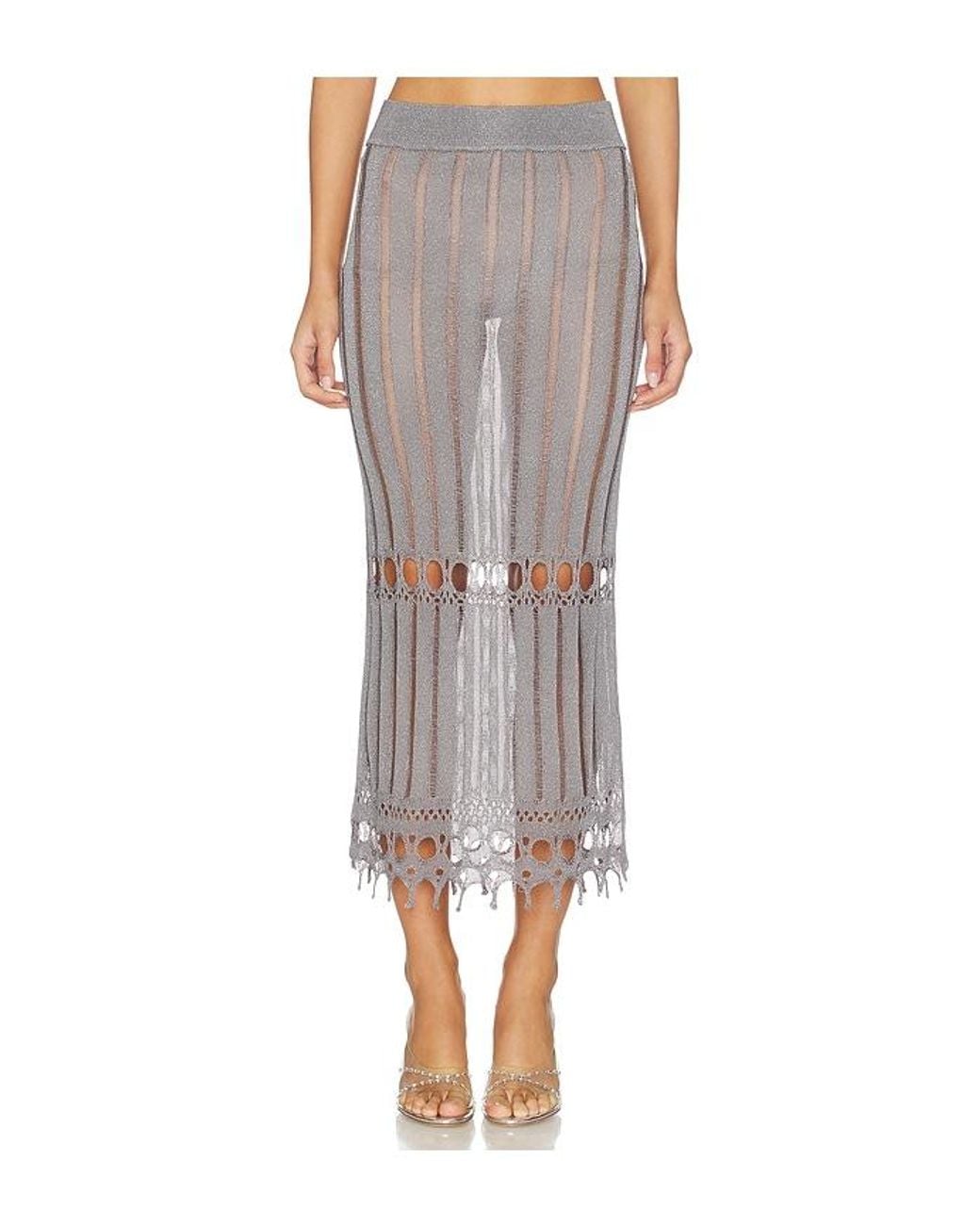 Lovers + Friends Francie Metallic Knit Maxi Skirt