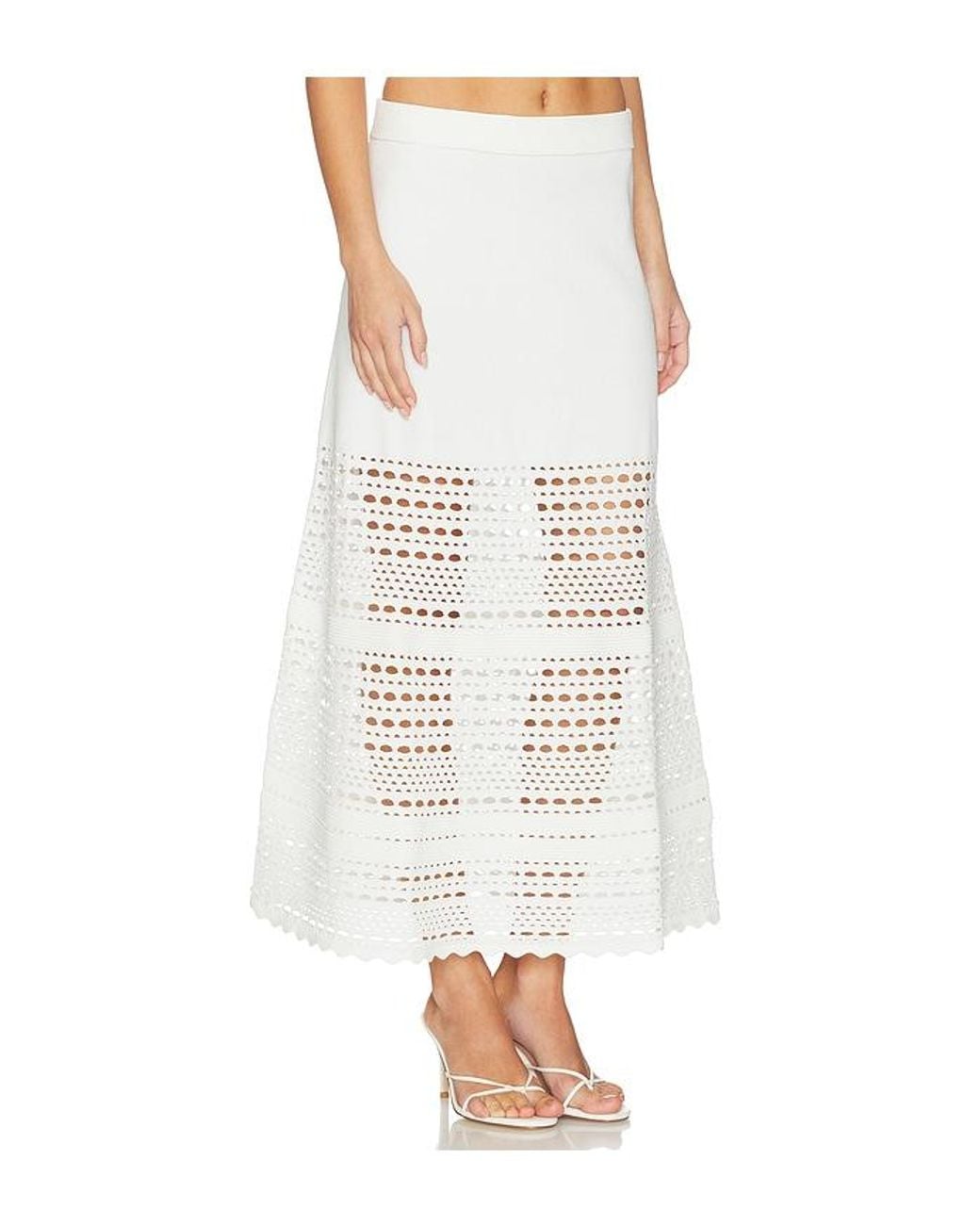 Jonathan Simkhai White Westly Open Stitch Knit Skirt