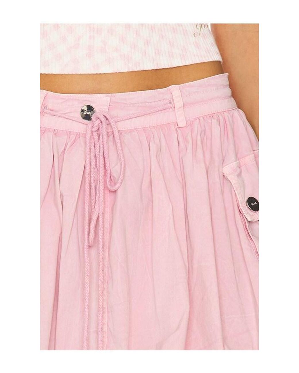Ganni Pink Washed Stretch Cotton Mini Bubble Skirt