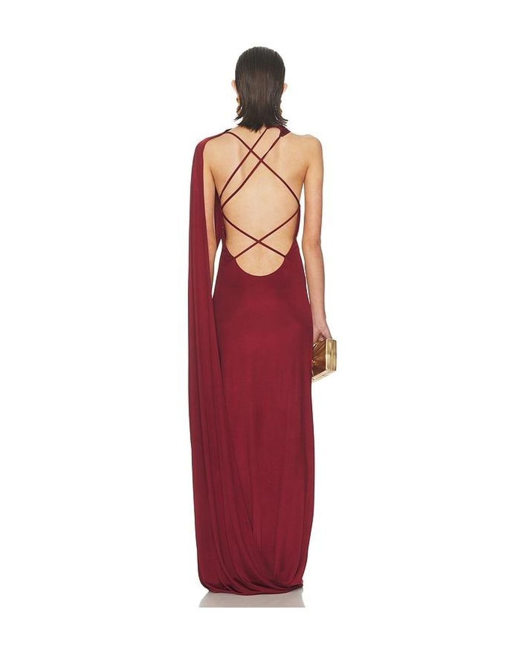 Helsa Red The Muse Cape Jersey Dress