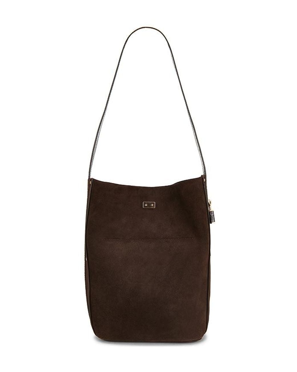 Tory Burch White Lock Suede Slim Bucket Bag