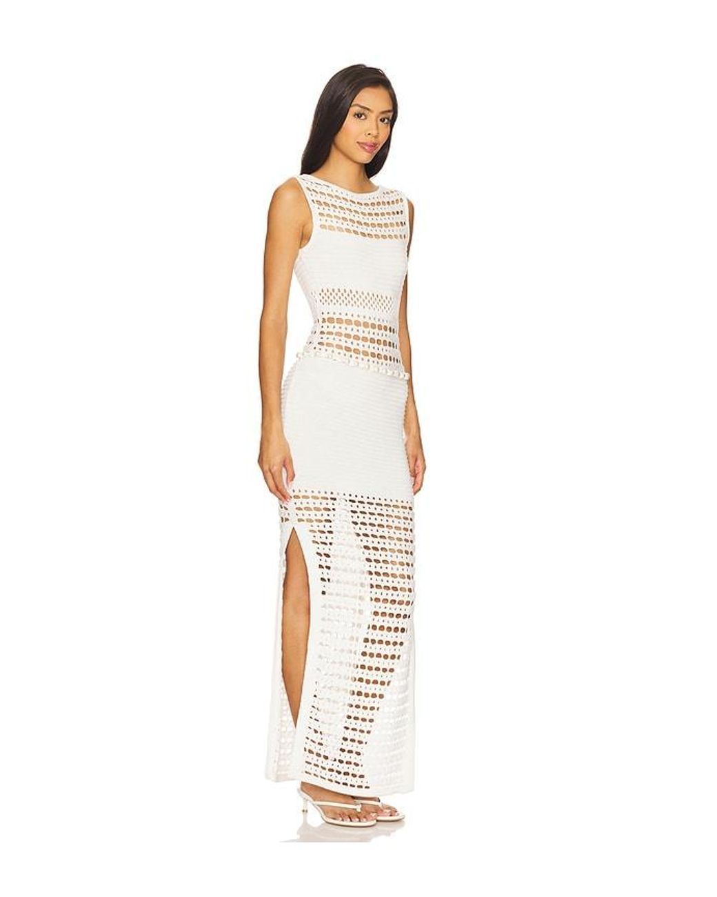 retroféte White Kylan Knit Crochet Dress