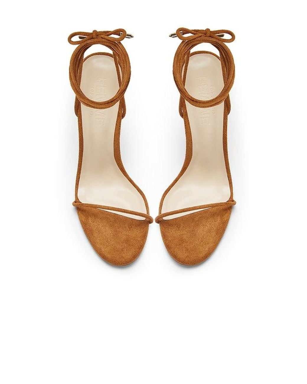 Femme LA White Barely There Suede Lace Up Heel