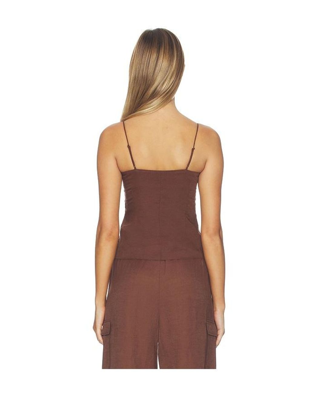 Onia Brown Air Linen Underwire Corset Top
