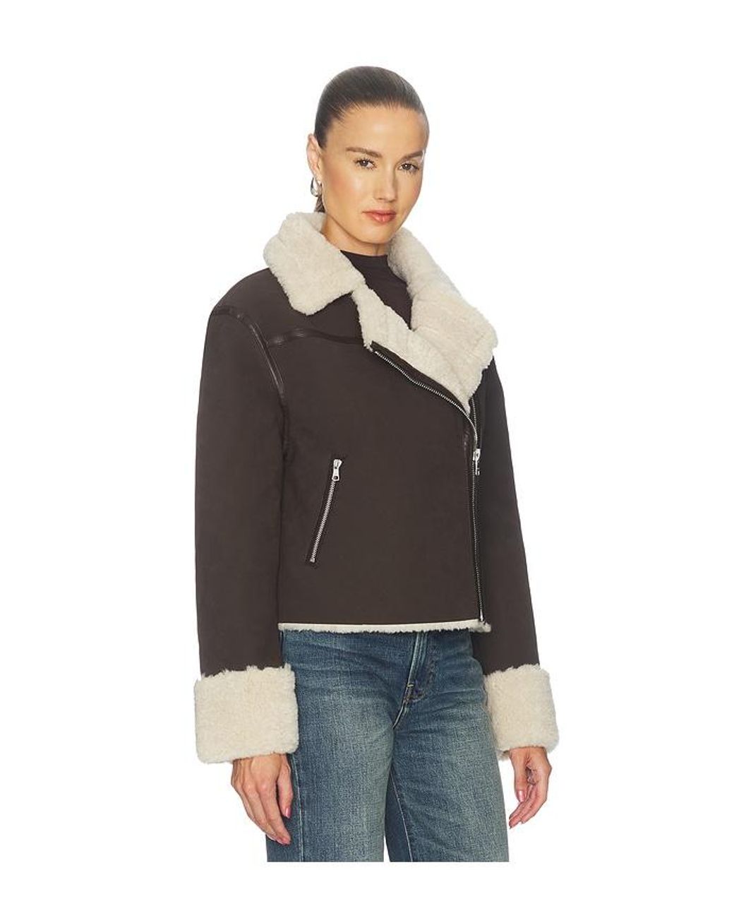 Hudson Black Faux Suede Shearling Jacket