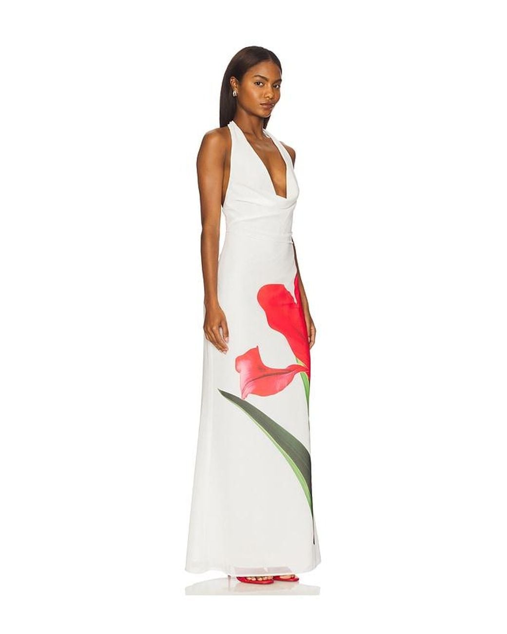 MORE TO COME Red Shelby Halter Maxi Dress
