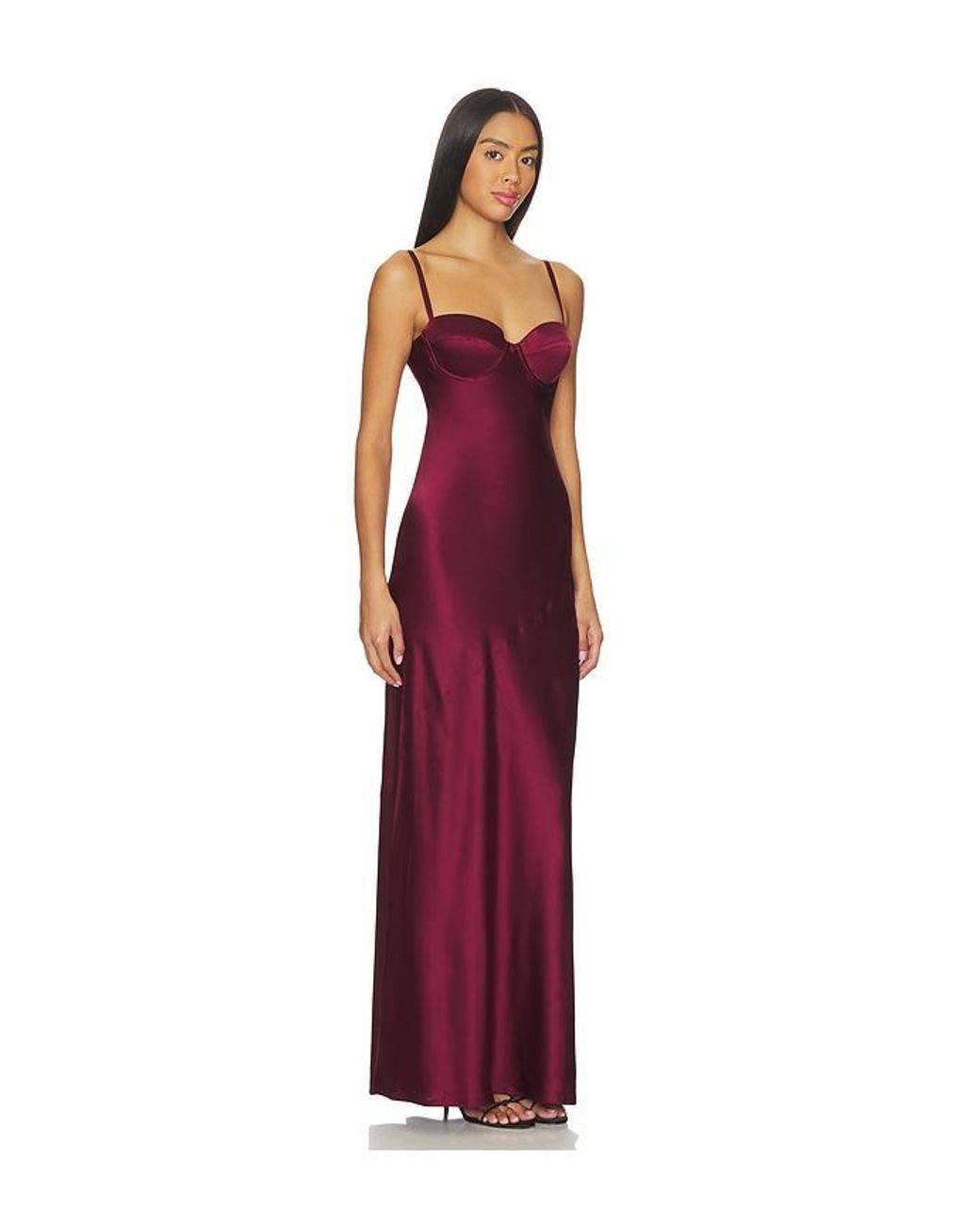 L'Agence Red Sayla Bias Cut Maxi Dress