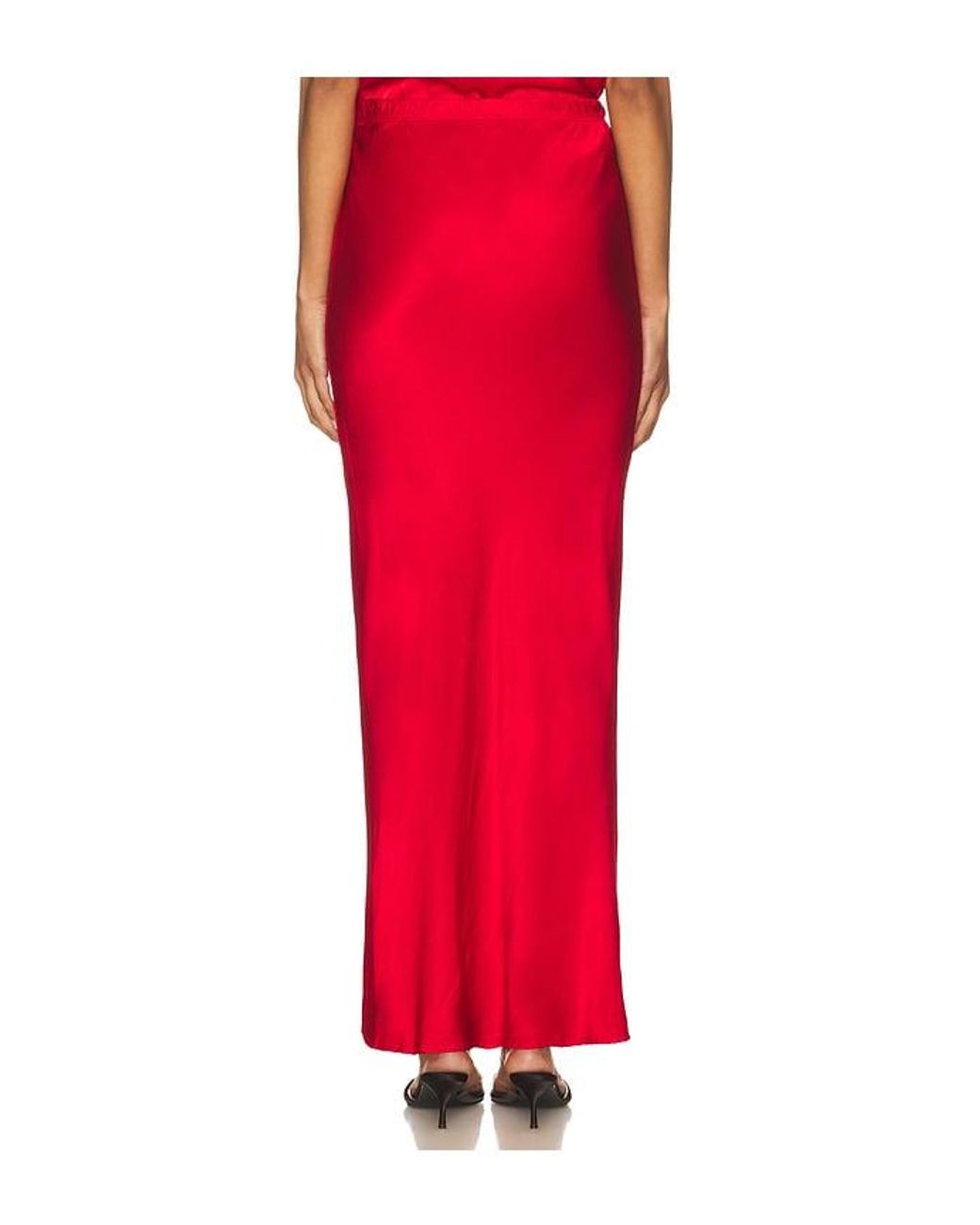 Bobi Red Midi Bias Cut Skirt