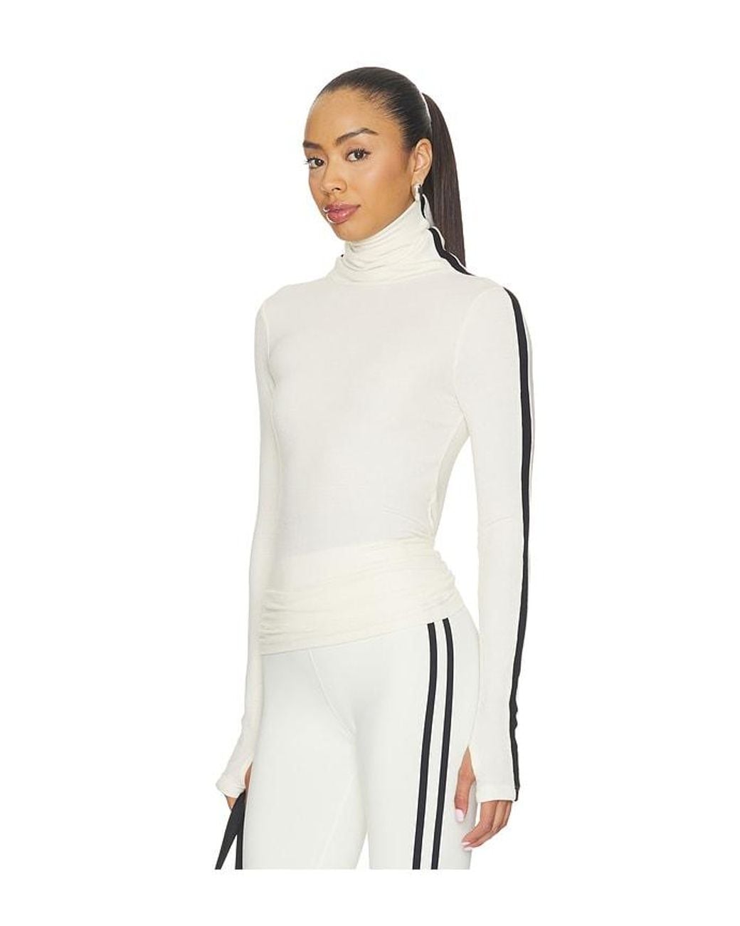 Splits59 White Jackson Rib Full Length Turtleneck Top