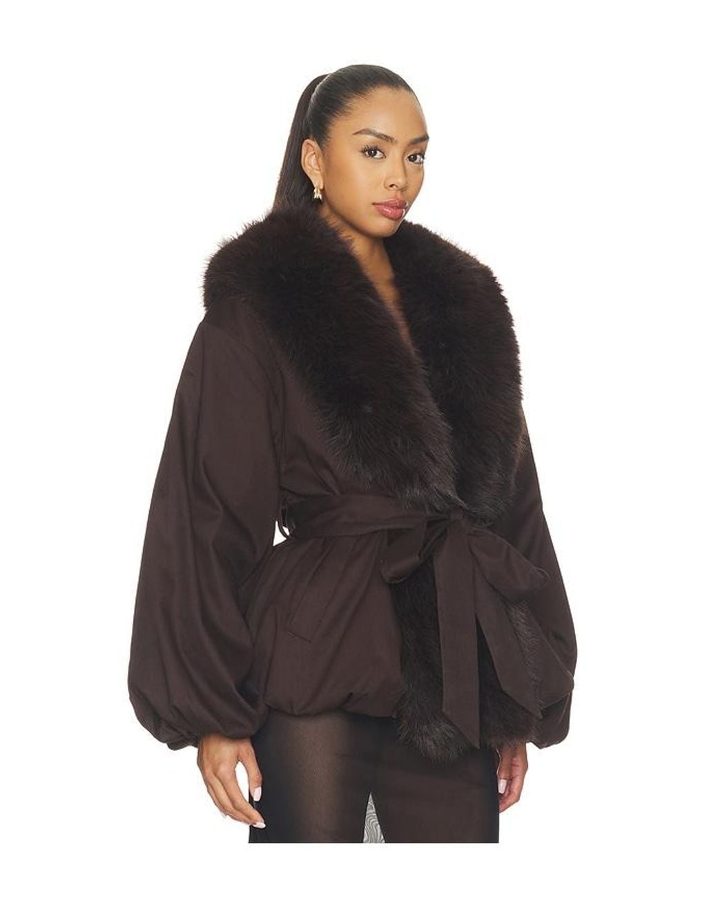 ROTATE BIRGER CHRISTENSEN Black Faux Fur Collar Jacket