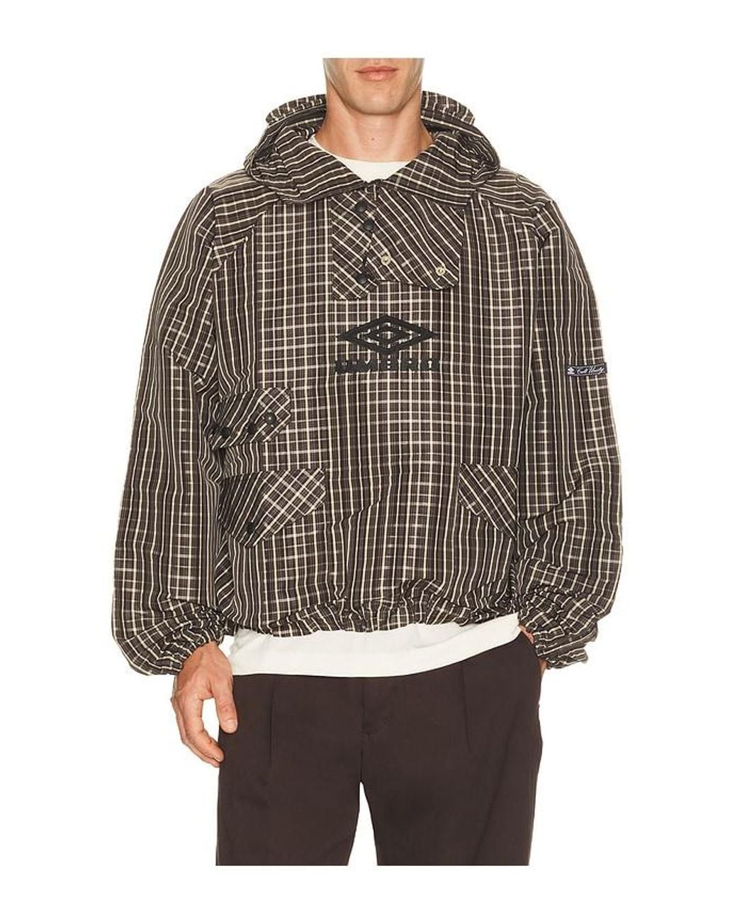 Umbro Gray Check Smock Anorak for men