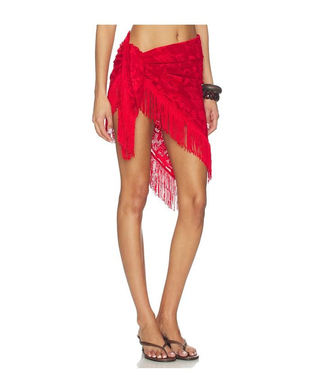 SNDY'S Red Lace Wrap Skirt
