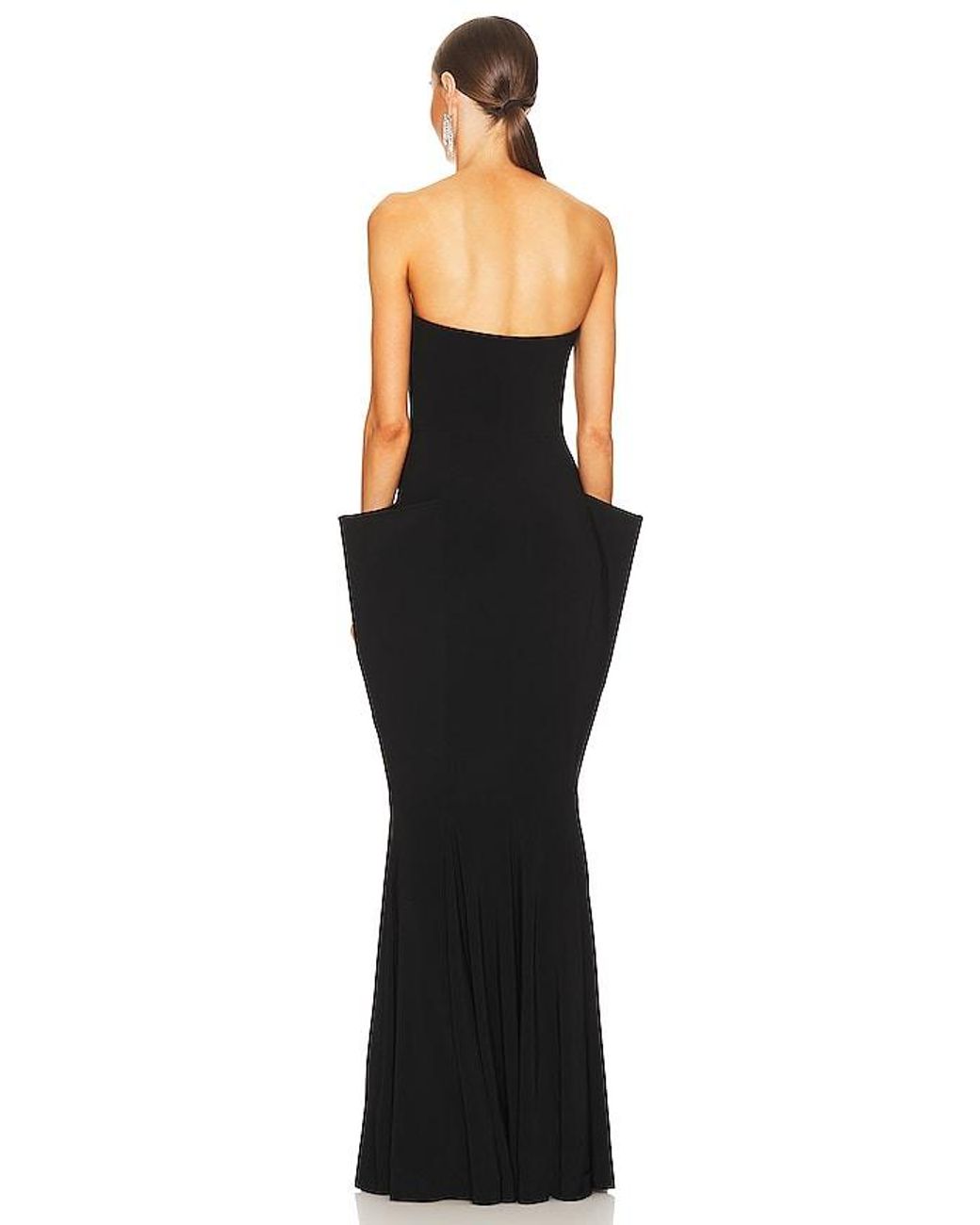Norma Kamali Black Strapless Wing Fishtail Gown