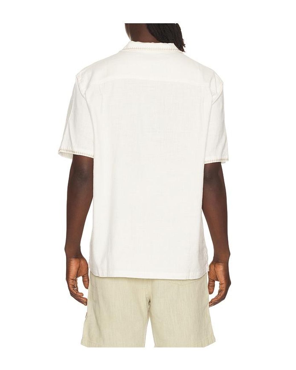 Marine Layer Natural Embroidered Resort Shirt for men
