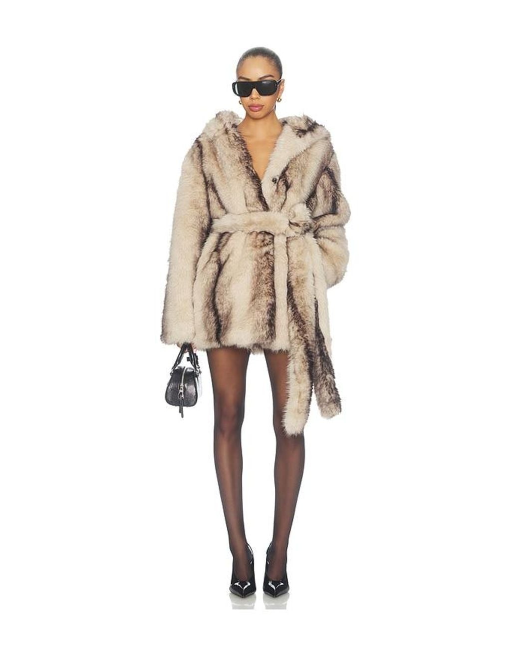 Kim Shui Natural Page Faux Fur Hooded Robe Jacket