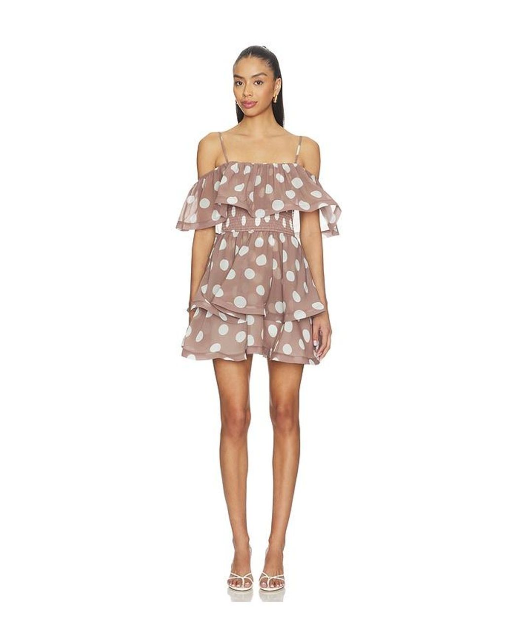 Elliatt Natural Sola Polka Dot Mini Dress