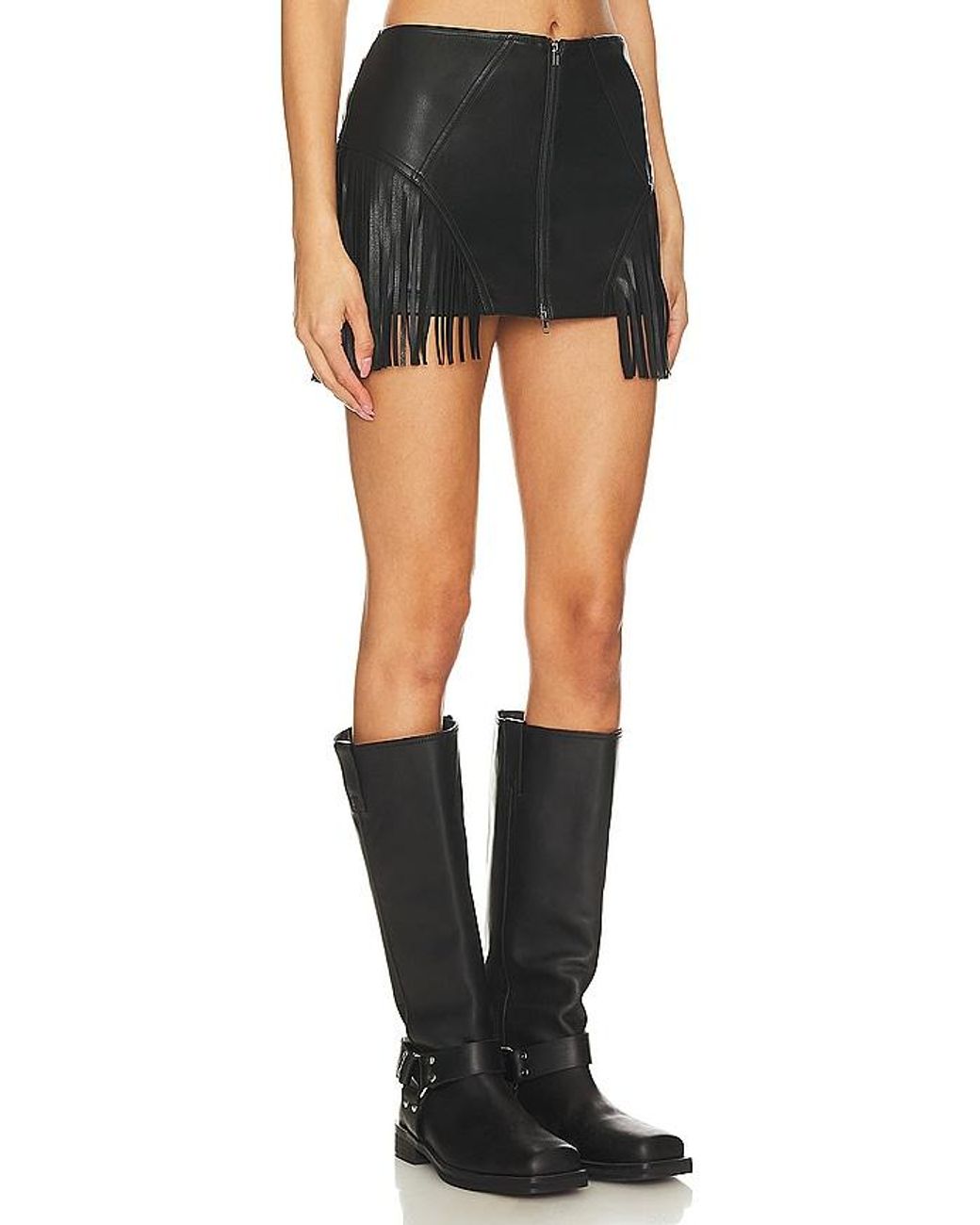superdown Black Riley Faux Leather Skirt